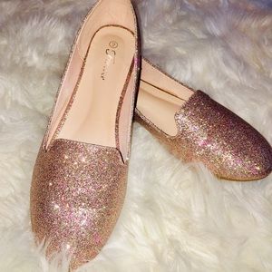 Sparkly Rose Gold Flats